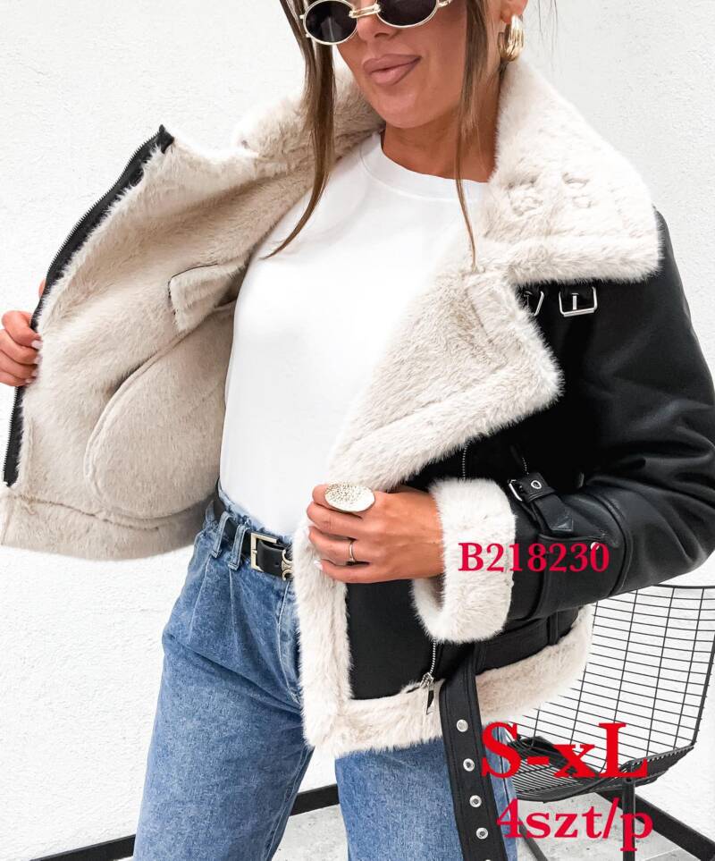 Kurtki damskie skórzana Roz S-XL, 1 Kolor Paczka 4 szt 